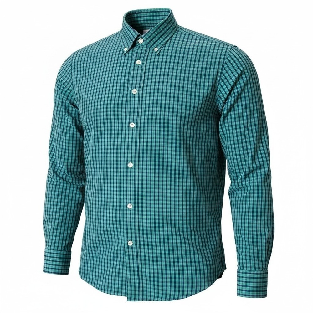 Brooks Brothers 346 Dress Shirt L Plaid Button Up‎ Mens Lightweight Green
